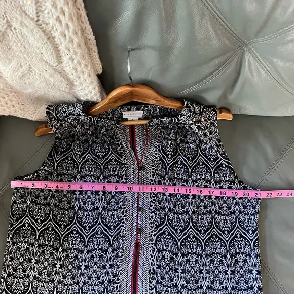 Sheer LIZ CLAIBORNE SLEEVELESS Floral Print BLOUSE Top SHIRT Size Medium M - Picture 9 of 10